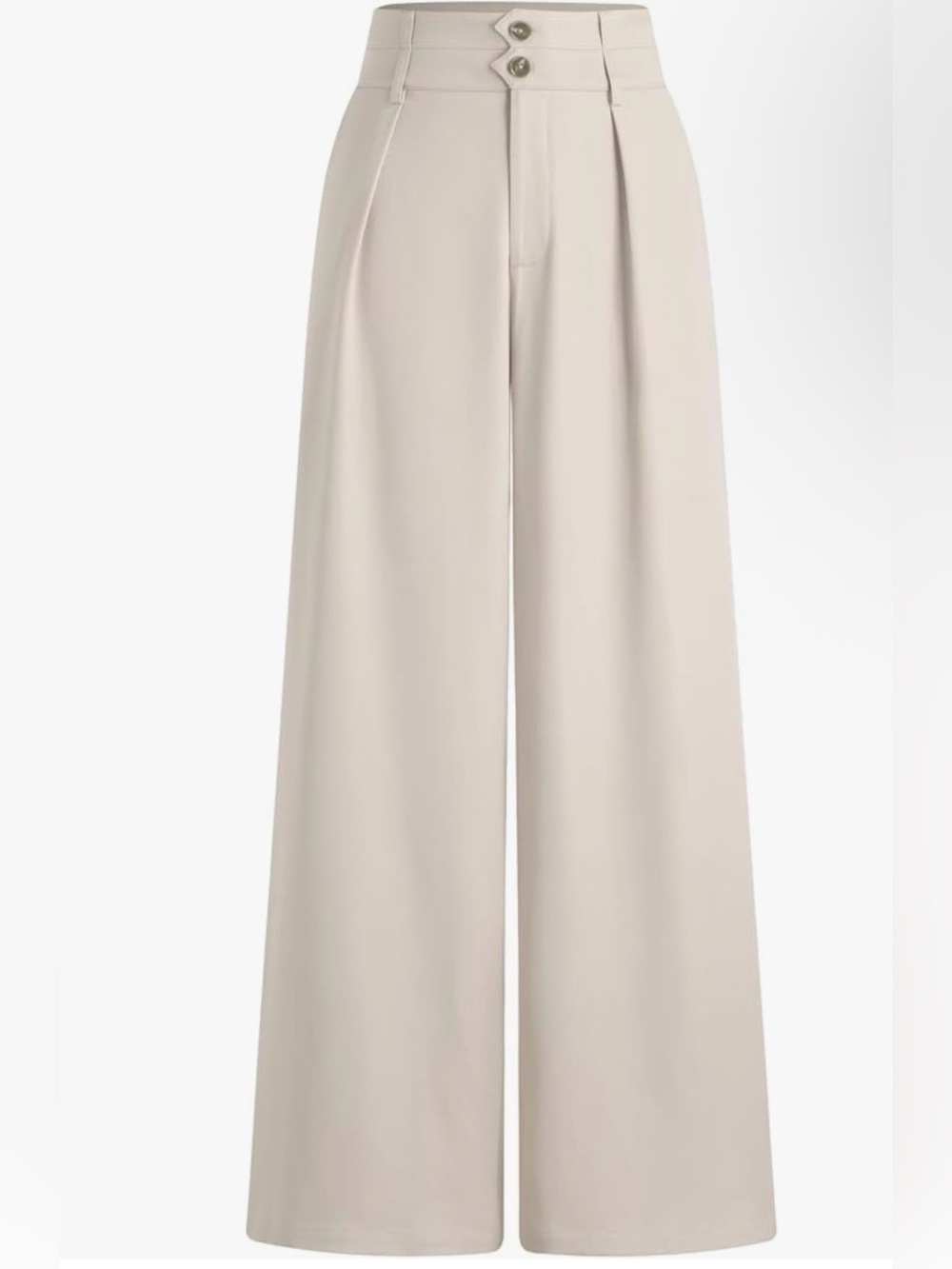CIDER Women's Wide Leg Medium Waist Trousers | Beige | Size S